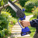Mini Chainsaw Cordless 6-Inch Handheld Small Chain Saw with Battery, Blue 21V Battery Powered Portable Electric Mini Chainsaw with Safety Lock for Courtyard Garden Household Tree Branch Trimming（Installed and ready to use i