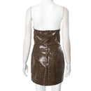 Luxury Leather Strapless Short Dress Women's Sexy Party Curvy Mini Dresses Evening Corset Red Brown Cocktail Autumn Fall 2026