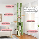 Cactus Cat Tree Floor to Ceiling Cat Tower with Adjustable Height 7 Tiers Climbing Activity Center with Cozy Hammocks 5 Platfor