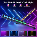 U'King 2件套60W RGB 24LED遥控条形洗墙灯DMX舞台灯条适用于婚礼教堂音乐舞蹈DJ派对