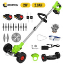 Conentool 24V 无绳割草机 - 带 2 节 2000mAh 电池和 15 个刀片的草坪修剪机、割灌机