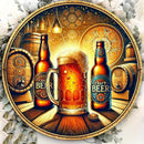 Fresh Beer Barrel & Wooden Table Wall Decor - 7.8" HD 2D Aluminum Metal Sign for Home, Garden, Porch - Perfect Gift