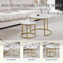 2Pcs Coffee Table Round 2 in 1 End Side Table Desk Nordic Marble Glass Home Sofa Tables Living Room Luxury Side Tables 60CM/80CM