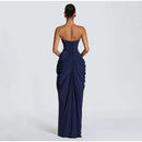 The Aurelian | Butter Yellow Mesh-Spliced Asymmetric Evening Gown