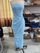 The Aurelian | Butter Yellow Mesh-Spliced Asymmetric Evening Gown