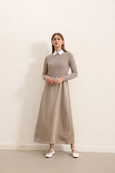 AP 2025 Autumn and Winter Women Hollow Sweater and Satin Sleeveless Dress Elegant Fashion Lady Clothing