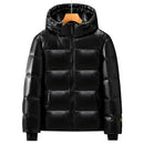 The Obsidian Down | Hand-Crafted Shiny Puffer with White Duck Down Insulation