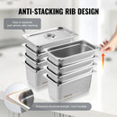 VEVOR 8 Pack Buffet Chafing Dishes 5.93L Gastronorm Pans Steam Table Pans Tray  with Lid 6-Inch Deep Catering Food Pan