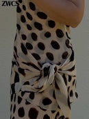 Polka Dots Print Detachable Scarf Sling Dress 2026 New Ladies Slim V-neck Spaghetti Strap Long Robes Women's Beach Dresses