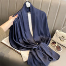 New 16 Colors Solid Silk Scarf Women Fashion Quality Soft Scarves Female Shawls Foulard Bandana Beach Cover-ups Wraps Luxury