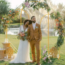 Golden metal balloon arch bracket 3-piece set (7.2 feet/6.6 feet/6 feet) suitable for wedding ceremonies, birthday parties
