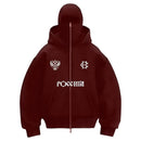 Trendy Double Hat Hoodies Unique Design Balaclava Hooded Sweatshirt Women Men Autumn Winter Warm Unisex Loose Y2K Zipper Hoodie