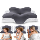 Ergonomic Butterfly Memory Foam Pillow Cooling Ice Silk Contour Cervical Support Pillow Orthopedic Neck Pain Relief Massage Bed Pillow Deep Sleep