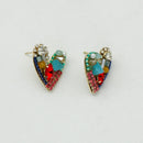 Multi Color Heart Earrings For Women Copper Glass Beads Cluster Metal Post Studs Fashion New Style Jewelry Girl Party Gift C1220