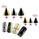 TSZS 1/2/3mm Spikes On Nail Metal Studs Conical Shape Punk Style Halloween Nail Charms Flat Back Rivets 3D Alloy Nail Decoration