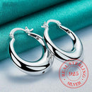 Circle Smooth U Shape Big Hoop Earrings for Women 925 Sterling Silver Hoops Female Jewelry Gift aretes de mujer