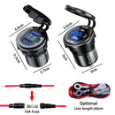63W铝制USB充电器插座，快速充电12V/24V USB C车载充电器插座，带PD和QC3.0双USB端口，适用于汽车、船、摩托车