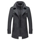 Men's autumn and winter business woolen coat fashion double collar cold jacket thick coat windproof