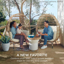 Wicker Egg Chair, Oversized Indoor Outdoor Lounger for Patio, Backyard, Living Room w/ 4 Cushions, Steel Frame,  Navy