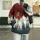 Elk Christmas sweater design restoring ancient ways American high street male qiu dong season and thicken celebrity sweater coat
