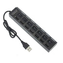 USB集线器7合1适配器多端口使用电源适配器扩展器USB 2.0电脑配件切换USB用于PC USB端口笔记本电脑