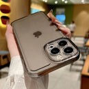 奢华透明防震手机壳，适用于 iPhone 15 14 13 12 Mini 11 Pro X XR XS Max 7 8 Plus SE，透明边框软 TPU 保护套
