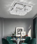 Voltsify Modern Fancy Crystal LED Flush Mount Ceiling Light Fixture for Living Room Bedroom
