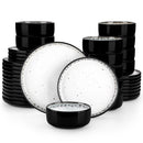 vancasso 18/36 Piece White black Ceramic Plate Sets Mediterranean Stoneware Dinner Set with 6PCS Dinner Plate/Dessert/Bowl/Soup