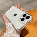 奢华透明防震手机壳，适用于 iPhone 15 14 13 12 Mini 11 Pro X XR XS Max 7 8 Plus SE，透明边框软 TPU 保护套