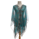 Women Sun Protection Shawl for Cycling Lady Summer Chiffon T-shirt Holiday Leopard Scarf Bikini Blouse Breathable Beach Poncho