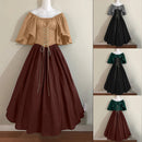 Women Patchwork Medieval Renaissance Dress Halloween Gothic off Shoulder Retro Long Dress