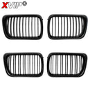 XVIP 2x Double Line Style Car Front Racing Kindey Grilles For BMW E36 LCI 1996-1999 M3 Glossy Black Dual Slats Upper Grilles