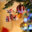 2D Acrylic Cartoon Fawn Christmas Tree Pendant Christmas Cartoon Cute Christmas Hat Fawn Print Easter Decorations