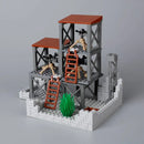 Military MOC Sentry Building Block Soldier Sandbag Fence Cannon Shell Barbed Wire Weapon Rack Training Field Watchtower Toy K018