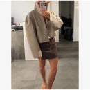 Retro Crocodile Pattern Short Women's Leather Jacket High Collar Zipper Loose Long Sleeve Jackets 2026 Lady Street Daily Wear