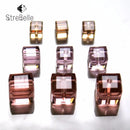 StreBelle AAA 50颗/批方形散珠隔珠首饰制作混合色8x8毫米水晶玻璃刻面方形珠子
