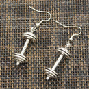 New Fashion Handmade Fitness Equipment Dumbbell Disc Pendants Silver Color Earrings For Womens Style