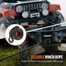 SucceBuy 8350/10000 lbs Synthetic Winch Rope 50ft Line String Cable Rope with Forged Winch Hook for ATV Car Outdoor Accessories