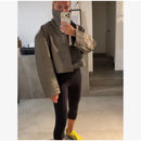 Retro Crocodile Pattern Short Women's Leather Jacket High Collar Zipper Loose Long Sleeve Jackets 2026 Lady Street Daily Wear
