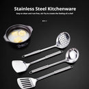 5PCS/SET 304 Stainless Steel Practical Spatula Kitchen Utensil Set Cooking Tool Slotted Turner Rice Spoon Ladle Cooking Tools