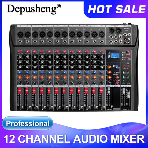 DEPUSHENG DX12 专业调音台 12通道录音棚调音台 USB MP3输入 48V幻象电源 DJ调音台