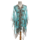 Women Sun Protection Shawl for Cycling Lady Summer Chiffon T-shirt Holiday Leopard Scarf Bikini Blouse Breathable Beach Poncho