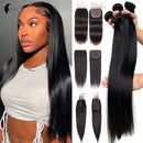 The Loom Ledger | 3-Piece Brazilian Straight Hair Bundle Set with 2x6 Lace Closure