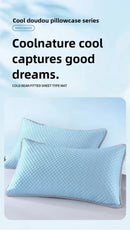 1-4PCS 48x74cm Ice Bean Pillowcase Summer Cooling Solid Color Cool Touch Fabric Washable for Air Conditioning Room