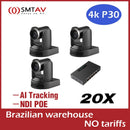 组合销售 SMTAV 3件套 AI追踪 4K NDI 20倍变焦摄像机 SDI USB PTZ摄像机 HDMI IP支持POE 赠送POE交换机