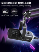 FIFINE Dynamic XLR Microphone Kit with Boom Arm for Mixer,Gaming USB Mic Set with RGB,Volume Control for PC PS5/4 AmpliGame AM8T