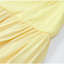 The Aurelian | Butter Yellow Mesh Strapless Pleated Evening Gown