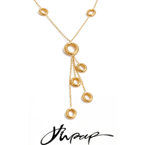 Yhpup Stainless Steel Round Hollow Tassel Pendant Drop Necklace New Arrivals 16K PVD Plated Fashion Charm Jewelry for Women
