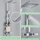Rozin Black Smart Thermostatic Shower Faucet Set Bathroom Intelligent Rainfall Digital Mixer Tap With Rack and Bidet Bath System
