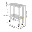 SucceBuy Stainless Steel Kitchen Prep Table With 4 Caster Wheels Backsplash Loads Up to 100KG-300KG for Home Storage Rack Dining